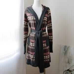 Tracy Porter Bohemian Jacquard multicolor tie sweater Cardigan size S
